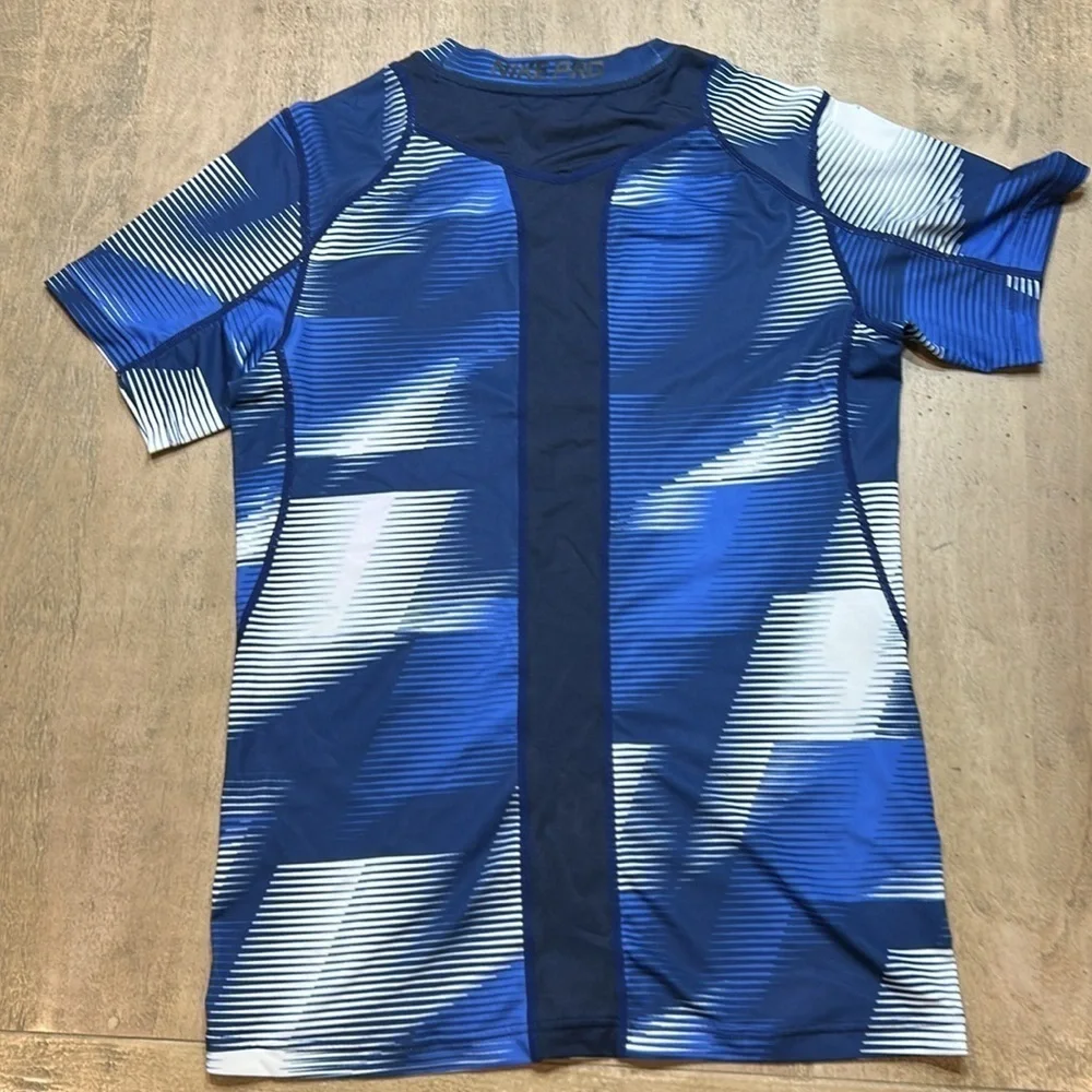 Nike Blue and White Geometric Compression shirt